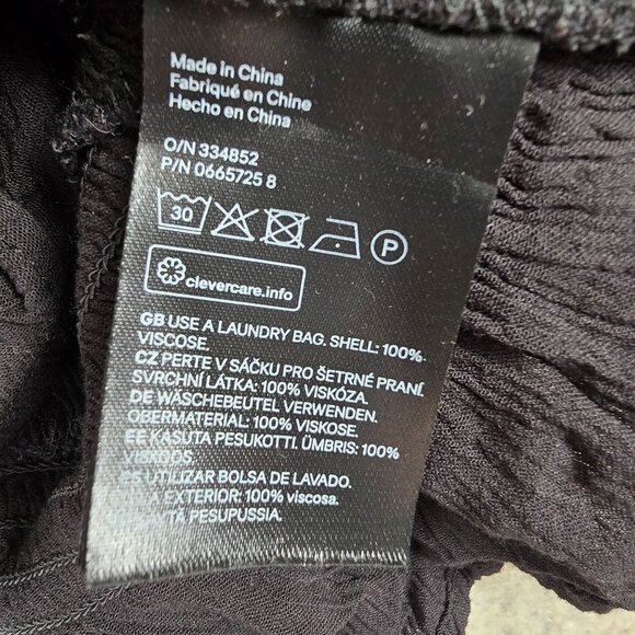 Divided Black Long-Sleeve Ruffle Hem Top Size 10 Viscose Crochet Trim - Picture 5 of 7